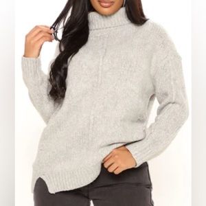 Fashion Nova turtleneck knit sweater gray